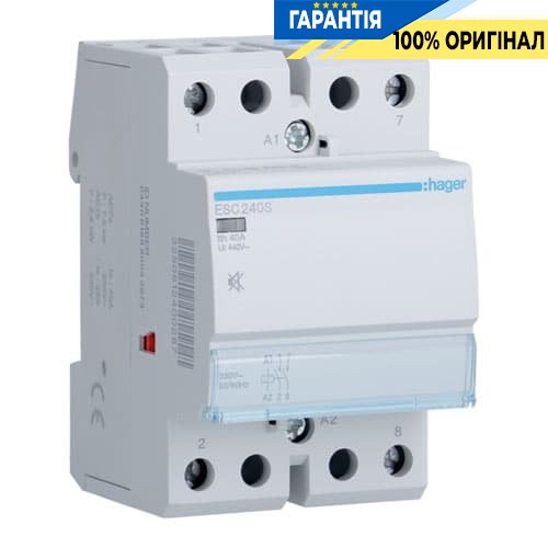 Контактор безшумний Hager ESC240S 40A, 2Н.О, 230V