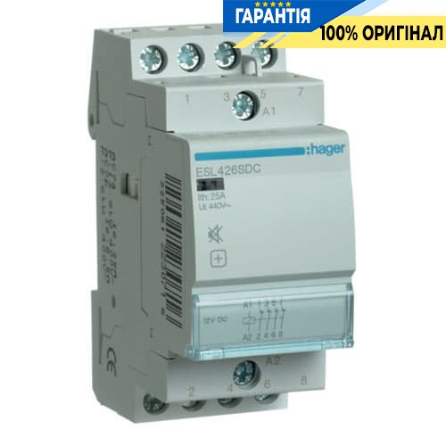 Контактор безшумний Hager ESL426SDC 25A, 4Н.З, 12V
