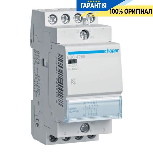 Контактор безшумний Hager ESC426S 25A, 4Н.З, 230V