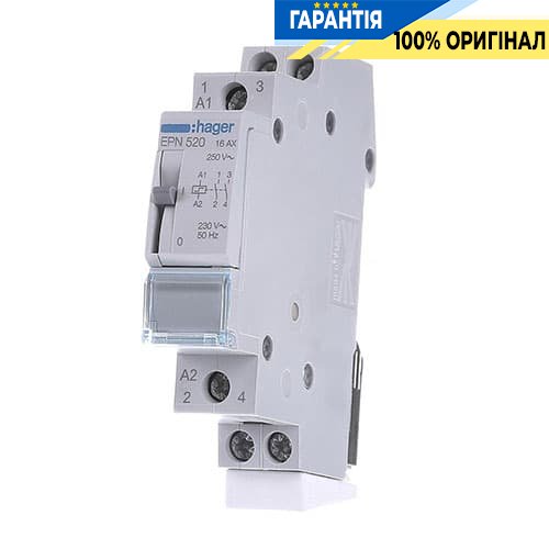 Імпульсне реле 230 В / 16А, Hager EPN520 (2H.O.-контакту) 230V AC / 110V DC 3500W