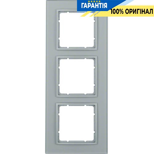 Рамка стеклянная 3-а коллекция B.7 GLAS, цвет «алюминий, матовый», Berker 10136414