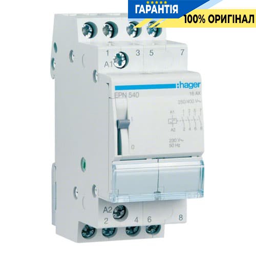 Імпульсне реле Hager EPN540, 4н.о., 16А, Uупр. = 230V ~ АС / 110V DC