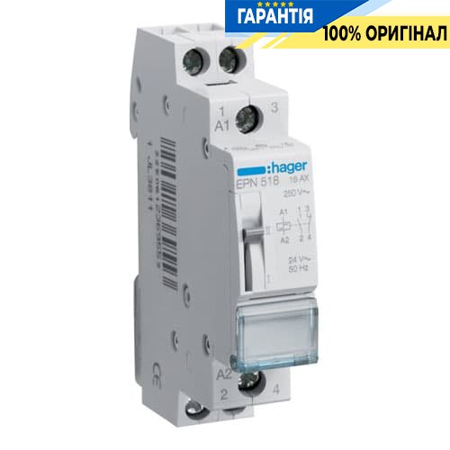 Импульсное реле Hager EPN518, 1н.з.+1н.о., 16А, Uупр.=24V АС/12V DC