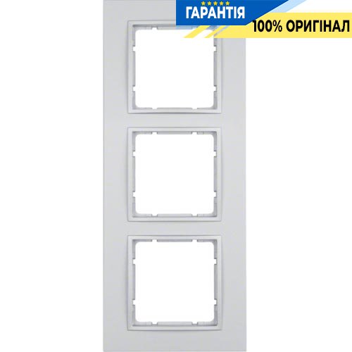 Рамка пластмаса 3-а колекція B.7, колір «алюміній, матовий», Berker 10136424