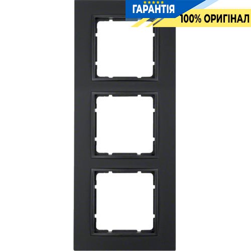 Рамка пластмаса 3-а колекція B.7, колір «антрацит, матовий», Berker 10136626