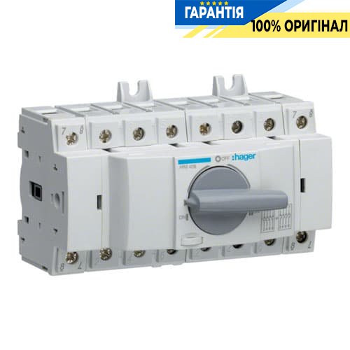 Перемикач трипозиційний модульний HIM408 Hager I-0-II до 35мм2, 4п 80А
