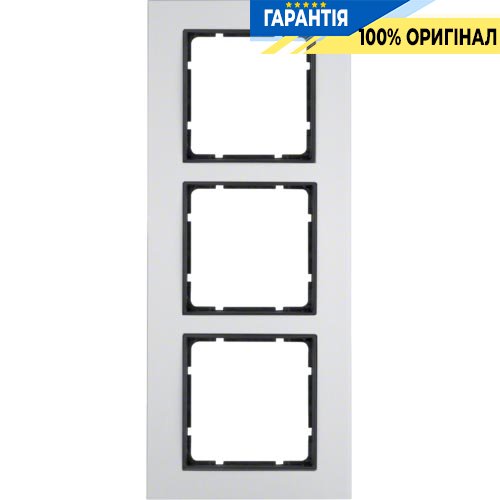 Рамка металева алюміній 3-а колекція B.7 METALL, колір «алюміній, антрацит матовий», Berker 10136904