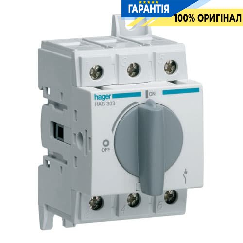 Вимикач навантаження модульний до 16мм2, 3п 32А, Hager HAB303