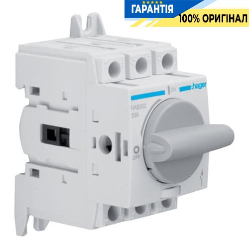 Вимикач навантаження модульний до 16мм2, 3п 20А, Hager HAB302