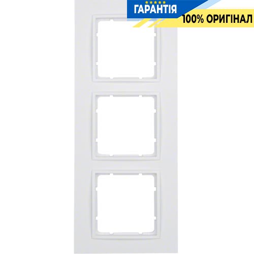 Рамка пластмасса 3-а коллекция B.7, цвет «полярно белый, матовый», Berker 10136919