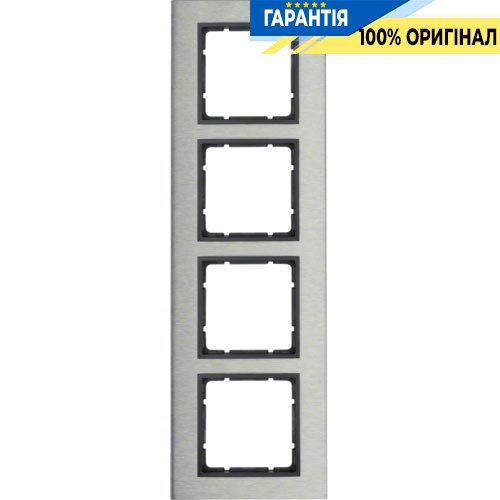 Рамка нержавіюча сталь 4-а колекція B.7 METALL, колір «антрацит матовий» вертикальна, Berker 10143606