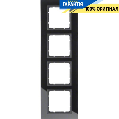 Рамка скляна 4-а колекція B.7 GLAS, колір «чорний антрацит, матовий», Berker 10146616