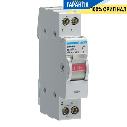 Выключатель нагрузки Hager SB116M 1-полюсный 230В/16А с индикацией включения