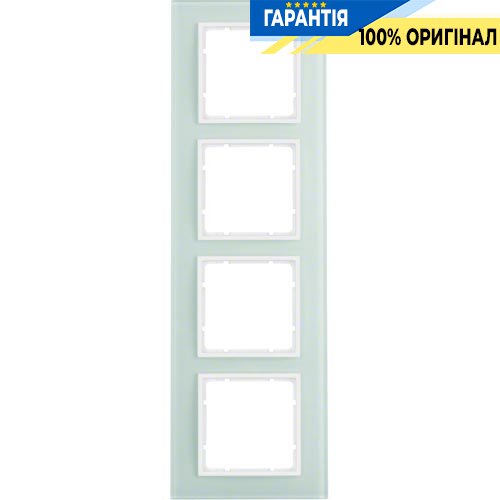 Рамка стеклянная 4-а коллекция B.7 GLAS, цвет «полярно белый, матовый», Berker 10146909