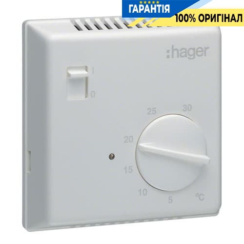 Цифровий біметалічний термостат ручне вмикання/вимикання 230В/10А, контакт - 1 н.о Hager EK051