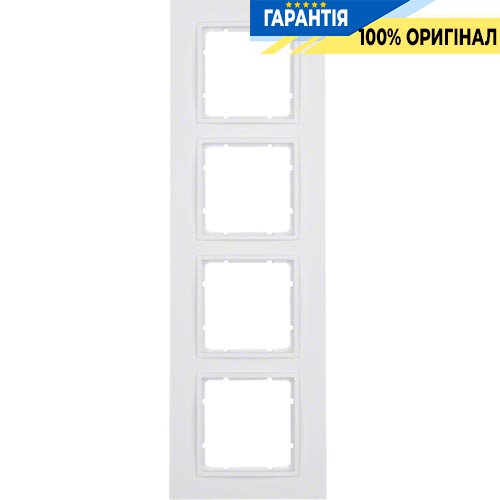 Рамка пластмасса 4-а коллекция B.7, цвет «полярно белый, матовый», Berker 10146919