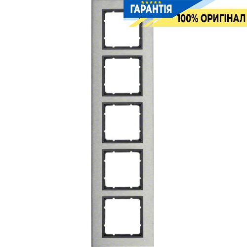 Рамка нержавіюча сталь 5-а колекція B.7 METALL, колір «антрацит матовий» вертикальна, Berker 10153606