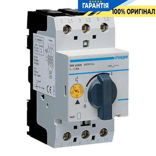 Автоматичний вимикач захисту двигуна Hager MM506N 1-1,6A