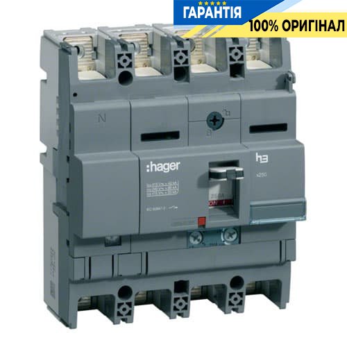 Автоматический выключатель x250 4-полюса 40kA 161A Трег./Мрег. Hager HNB161H
