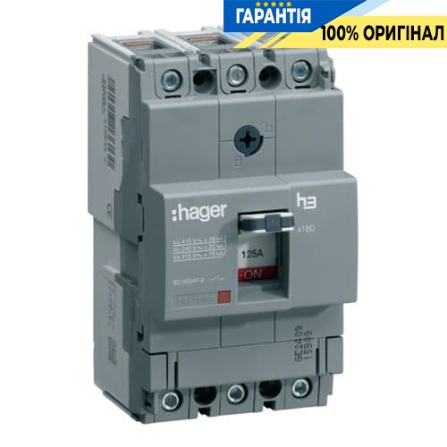 Автоматический выключатель h160 3-полюса 25kA 160A Hager HHA160H
