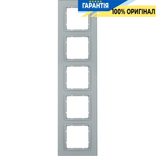 Рамка скляна 5-а колекція B.7 GLAS, колір «алюміній, матовий», Berker 10156414