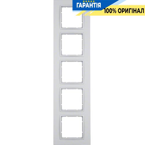Рамка пластмасса 5-а коллекция B.7, цвет «алюминий, матовый», Berker 10156424