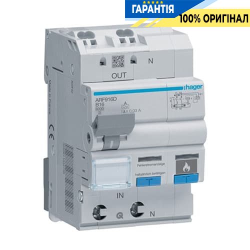 Дифавтомат з дуговим захистом AFDD, 1P + N 6kA B-25A 30mA A, Hager ARF925D