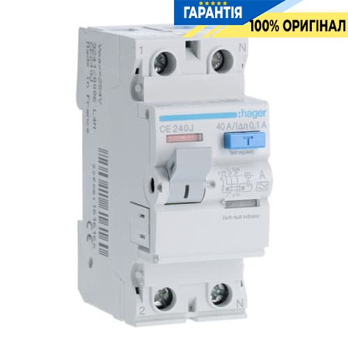 Дифреле Hager CE240J 2P, 40A 100mA A