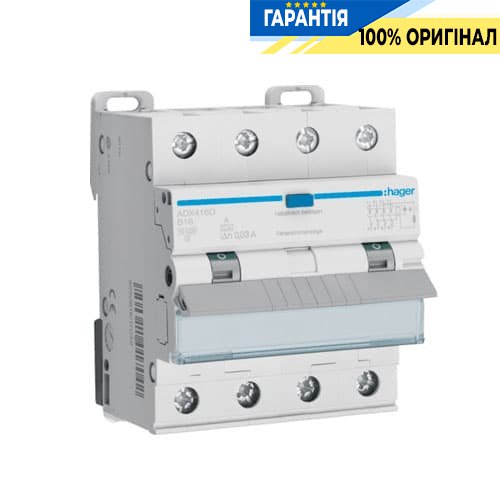 Дифавтомати Hager AFH475H 4P 6kA C-25A 300mA, тип - Hi