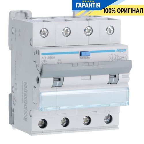 Дифавтомат Hager AFH466H 4P 6kA C-16A 300mA, тип - Hi