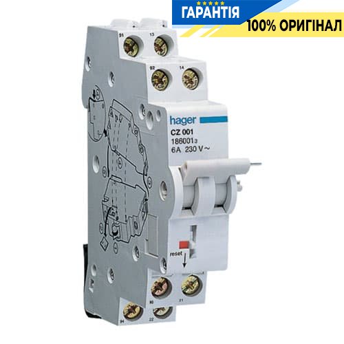 Блок-контакт для УЗО Hager CZ001 230V АС 1 н.з.+1 н.о.