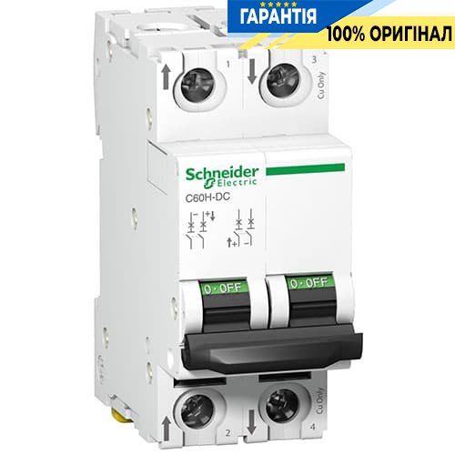 Автоматичний вимикач Schneider Electric A9N61524 C60H-DC, 2P, 4A, C