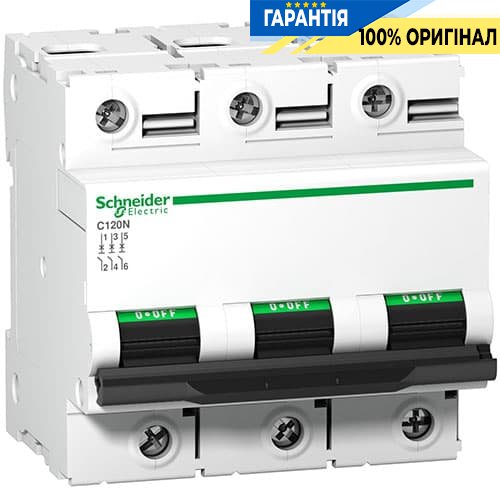 Автоматический выключатель трехполюсный C120N 3P 125A тип «C» 10кА Schneider Electric A9N18369