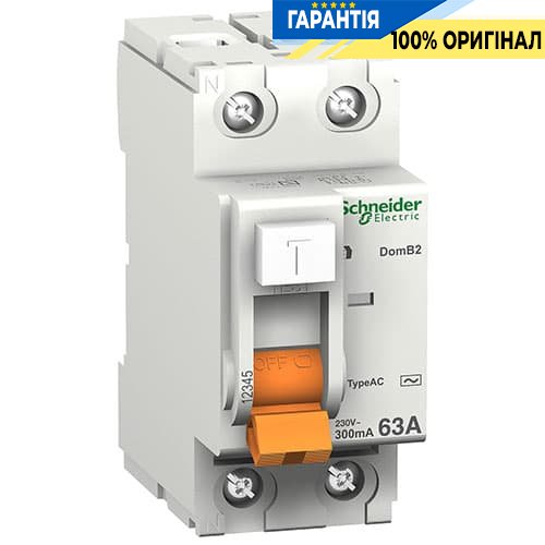 Дифреле 1-фазное (УЗО) ВД 63 «Домовой» 2п 63 Аа 30мА Schneider Electric 11455