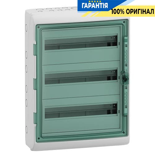 Шафа накладна, 54 мод (3ряд / 18мод.) Прозорі двері, ІР65 Kaedra Schneider Electric 13986