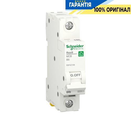 Автоматичний вимикач Schneider Electric Resi9 1P, 6A, B, 6kA R9F02106