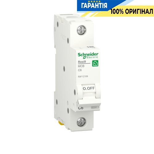 Автоматичний вимикач Schneider Electric Resi9 1P, 6A, C, 6kA R9F12106