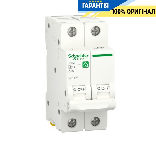 Автоматичний вимикач Schneider Electric Resi9 2P, 10A, C, 6kA R9F12210