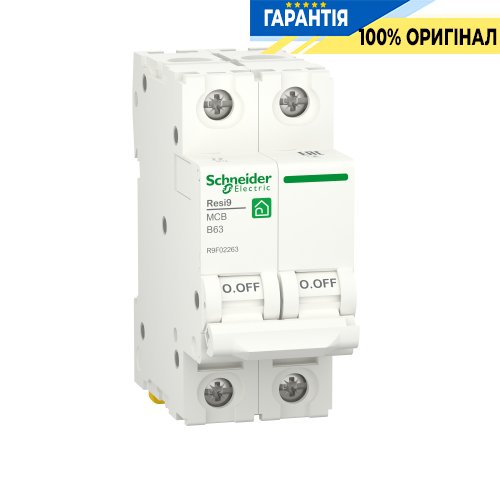 Автоматический выключатель Schneider Electric Resi9 2P, 63 A, B, 6kA R9F02263