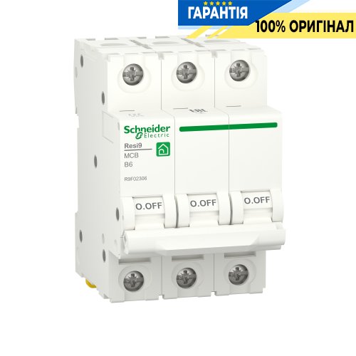 Автоматичний вимикач Schneider Electric Resi9 3P, 6A, B, 6kA R9F02306