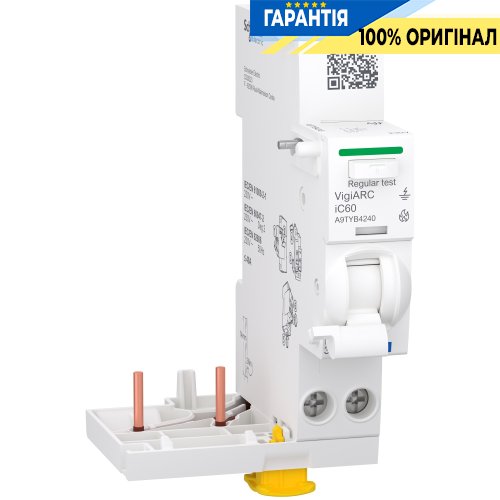 Блок Schneider Electric AFDD с дополнительным блоком УЗО, Acti9 VigiARC iC60, 2P, 40 A, 30 мА, тип A-SI SE Acti9 A9TYB4240