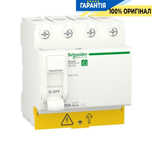 Вимикач диференційного струму Schneider Electric Resi9 4P, 25A/0,03 AC R9R51425
