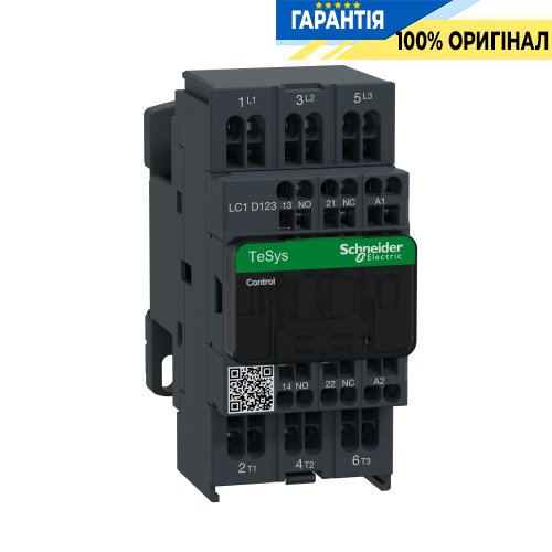 Контактор Schneider Electric Tesys 3-п. 12A 5,5kW НО+НЗ 24V AC LC1D123B7 пружинний затискач