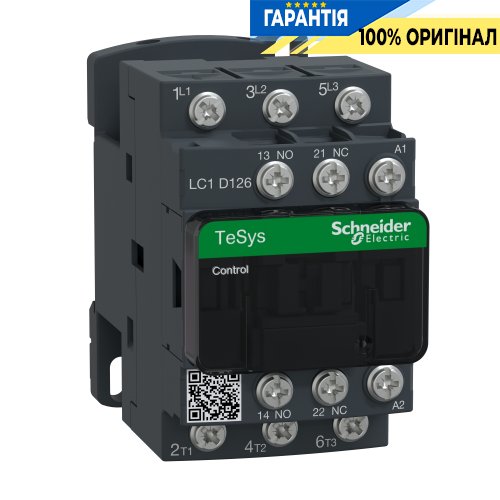 Контактор Schneider Electric Tesys 3-п. 12A 5,5kW НО+НЗ 24V AC LC1D126B7 гвинтовий затискач