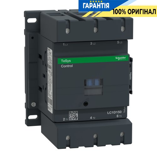 Контактор Schneider Electric Tesys 3-п. 150А 75kW НО+НЗ 24V DC LC1D150BD гвинтовий затискач