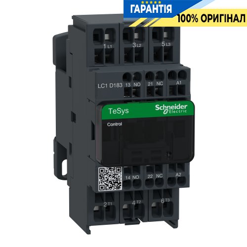 Контактор Schneider Electric Tesys 3-п. 18А 7,5kW НО+НЗ 220V AC LC1D183M7 пружинний затискач