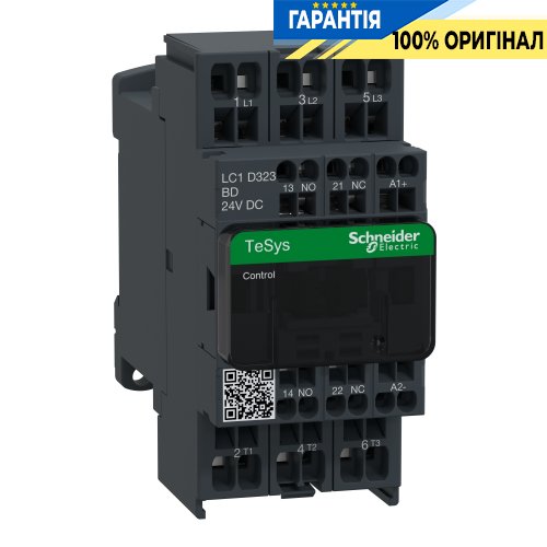 Контактор Schneider Electric Tesys 3-п. 32А 15kW НО+НЗ 24V DC LC1D323BD пружинний затискач