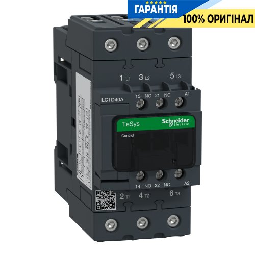 Контактор Schneider Electric Tesys 3-п. 40A 18,5kW НО+НЗ 24V AC LC1D40AB7 гвинтовий затискач