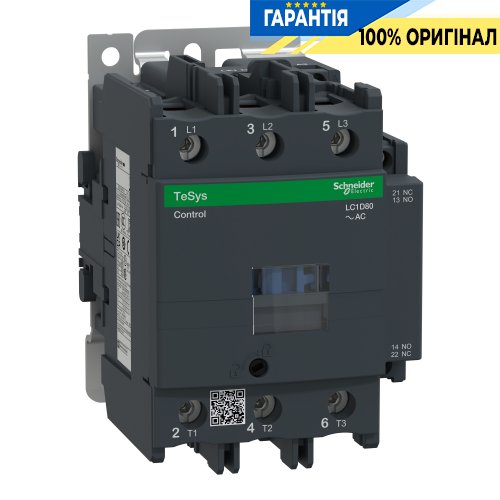 Контактор Schneider Electric Tesys 3-п. 80A 37kW НО+НЗ 24V AC LC1D80B7 гвинтовий затискач