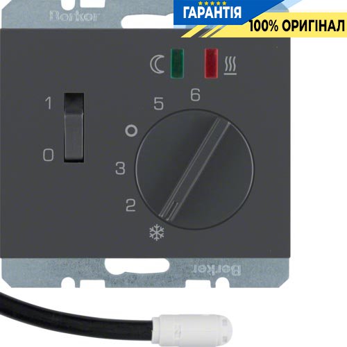 Регулятор температуры пола, с датчиком, 250В, антрацит, K.1, Berker 20347106